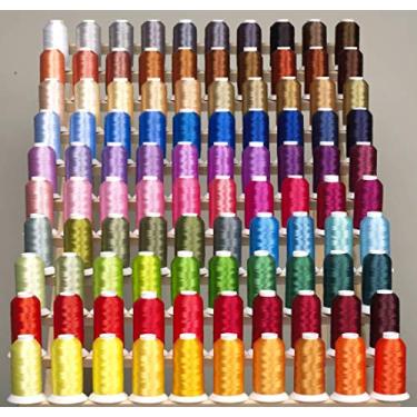 Imagem de 100 cones premium (1100 jardas cada) de fios de bordado de máquina de poliéster compatível com máquinas Brother Babylock Janome Singer Pfaff Husqvarna Bernina