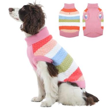 Imagem de Kuoser Suéter para cães, GG para cães grandes, pulôver de malha quente, gola rolê, clássico, macio, grosso, roupa de Natal, roupa térmica, para clima frio, rosa, GG