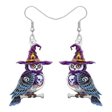 Imagem de DALANE Novidade Brincos pendentes de coruja mágica de Halloween para mulheres amantes de pássaros, acrílico assustador Jack O Lantern Abóbora Mistério Design gótico bruxo, fantasias de Halloween