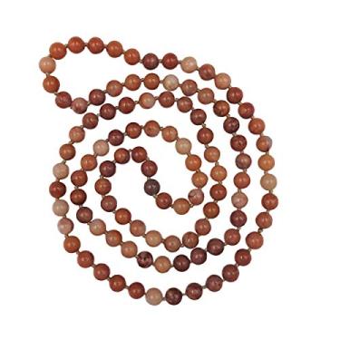 Imagem de MGR MY GEMS ROCK! Colar de fio de contas estilo mala com pedras semipreciosas genuínas polidas de 7,50 mm a 8 mm de comprimento infinito infinito ou de ópera.