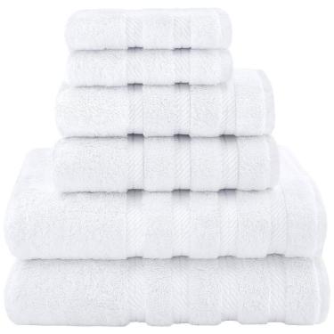 Imagem de Jogo de Toalhas de Luxo em Linho Macio Americano com 6 Peças e Material 100% Algodão, American Soft Linen, Branca