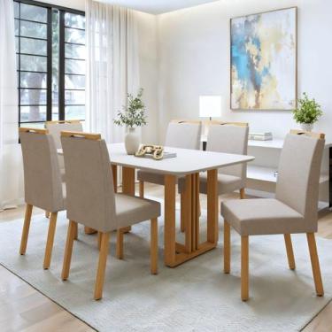 Imagem de Conjunto Sala de Jantar 6 Lugares Retangular Tampo MDF Mesa Bold com C