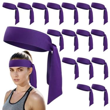 Imagem de ONUPGO 18 peças de tiaras de cabeça para homens e mulheres, faixa de transpiração esportiva ajustável, faixa de cabeça ninja para karatê, faixa de cabeça para treino com absorção de suor para esportes