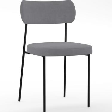 Imagem de Cadeira Estofada Para Sala De Jantar Melina L02 Suede Cinza