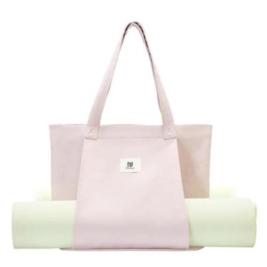 Imagem de Sacola de ioga MYQ MOYAQI de lona com bolso rosa