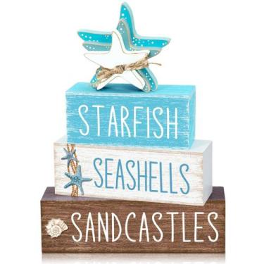 Imagem de Placa decorativa de madeira Yuntau Beach Table Decor