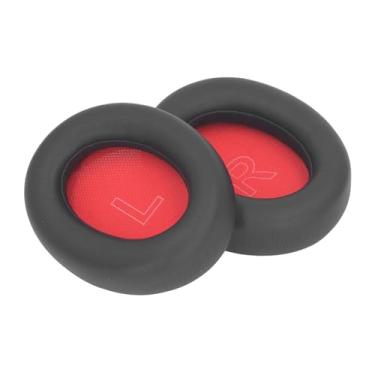Imagem de Goshyda Substituição de Almofadas de Ouvido para Fones de Ouvido Anker Life Q10/Life 2 NEO, Almofadas de Couro de Proteína Macia, Espuma de Isolamento de Ruído (Preto e Vermelho)