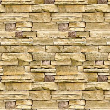 Imagem de Papel De Parede Pedras Tijolos Amarelo Claro Adesivo Sala - LRP