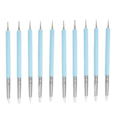 Imagem de Caneta pontilhadora para arte em unhas, cabeça de silicone com ponta dupla, ferramenta de manicure profissional para escultura em arte em unhas, escultura em esmalte, conjunto de