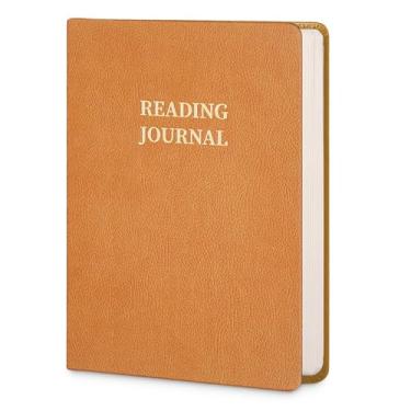 Imagem de TSFPapier Reading Journal Book Lovers Gifts Book Journal Hardcover Leather For Readers Review and Track Your Reading (121 resenhas de livros, cáqui)