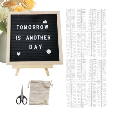 Imagem de Quadro com letras mutáveis - quadro de letras com suporte - moldura de madeira rústica interativa boletim de feltro 25 x 25 cm quadro de avisos para escola, sala de aula, hospital, café, casamento