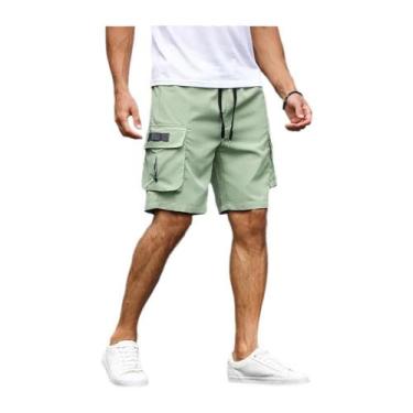 Imagem de Bermuda Cargo Masculina Multicolorida Com Cordão, Casual De Verão, Cal