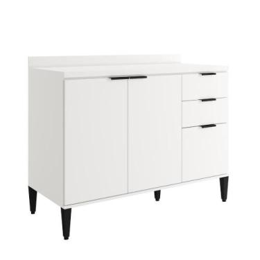 Imagem de Balcão De Cozinha Miami 1200mm 2 Portas 3 Gavetas Com Tampo Carraro Br