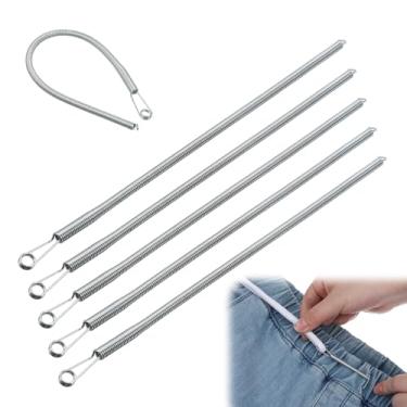 Imagem de 6 peças, ferramenta de rosqueamento de cordão de mola, ferramenta de rosqueamento flexível e elástica, fio de fio de capuz para moletons com capuz, calças, jaquetas, moletons com capuz