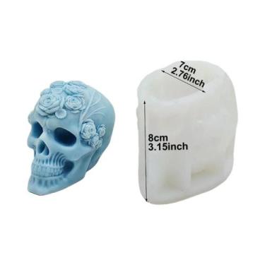 Imagem de Molde De Silicone Para Vela De Halloween Em Forma De Caveira Rosa Fant