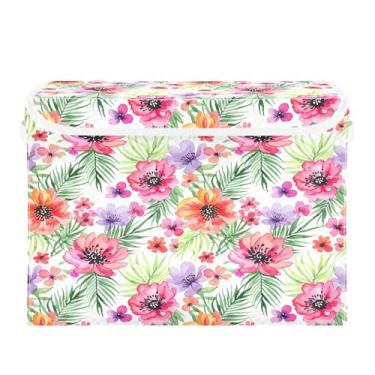 Imagem de Burbuja Caixa de armazenamento de flores com tampa e alças, caixa de armazenamento grande dobrável para prateleiras armário quarto escritório organizador