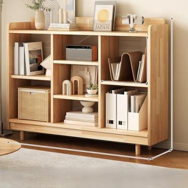 Imagem de Estante de canto de madeira com painel traseiro completo e barreira alta, bordas lisas, pés de armário altos - Prateleiras de armazenamento duráveis e fáceis de limpar para vitrine (A7120)