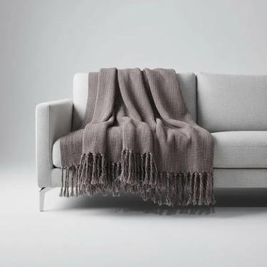 Imagem de Manta Para Sofá 2,40x1,80m 100% Algodão Artesanal (Marrom Mesclado)