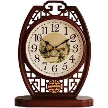 Imagem de Relógio de prateleira Relógio de mesa de madeira, relógio de sala de estar, relógio decoion doméstico criativo