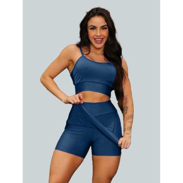 Imagem de Conjunto Short Saia Academia Saia Beach Tennis Com Short Interno Donna Martins-Feminino