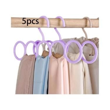 Imagem de Cabide Organizador Multifuncional De Cinco Anéis Para Roupas E Lenços,