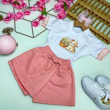 Imagem de Conjunto infantil menina short saia - PIRULITANDO, Salmão, 10