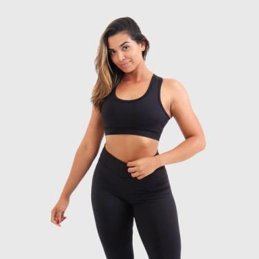 Imagem de Top Fitness Academia Feminino Preto Techmalhas Pronta Entre, Preto, G