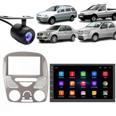 Imagem de Central Multimidia Android Auto Palio G2 Moldura + Câm Cinza Brilhante