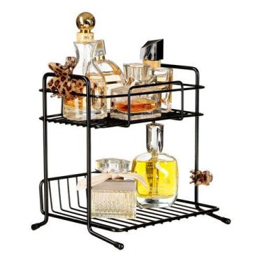 Imagem de Organizador 2 Andares Inox Banheiro Cozinha Prateleira Rack Preto - PG
