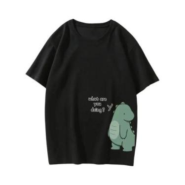 Imagem de Camiseta Dupla De Dinossauro De Verão Em Algodão De Alta Qualidade Est