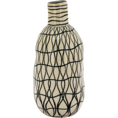 Imagem de CAICOS GARRAFA DECORATIVA 29x13x13cm CERÂMICA PRETO