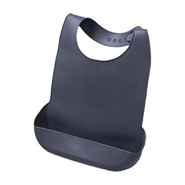 Imagem de Milageto Babador de silicone, com apanhador de migalhas impermeável ótimo lavável de proteção total para vovó deficientes idosos, M Gray