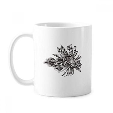 Imagem de Caneca de cerâmica com ilustração de peixe preto da vida marinha, xícara de porcelana de café
