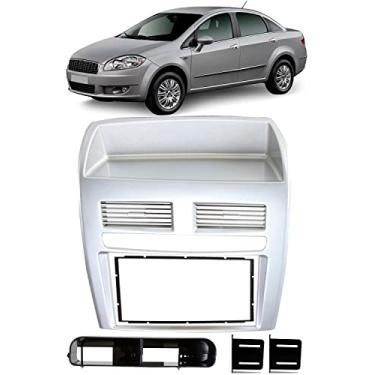 Imagem de Moldura De Painel 2 Din Fiat Linea 2008 2009 2010 2011 2012 2013 2014 - Prata