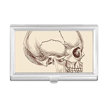Imagem de Carteira de bolso com perfil de crânio humano para desenho e cartão de visita