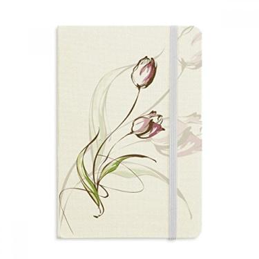 Imagem de Caderno de tulipa pintado à mão com flores rosa e capa dura em tecido oficial