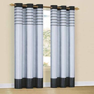 Imagem de Duck River Textiles - Cortinas de janela com ilhós bordados para a paisagem urbana para sala de estar e quarto - Cores sortidas - Conjunto de 2 painéis (96 x 213 cm - Celadon e marrom)