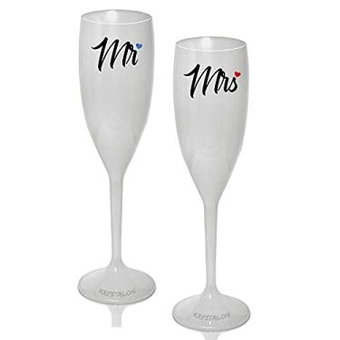 Imagem de Kit 2 Taças Champanhe Personalizadas Mr&Mrs Acrílico - Para Dia dos Namorados