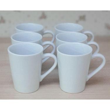 Imagem de kit Jogo 6 Canecas Cônicas 220ml - Porcelana branca