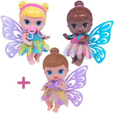 Imagem de 3 Bonecas Fada Loira Morena Negra Fadinha Infantil Super Toy - Super T