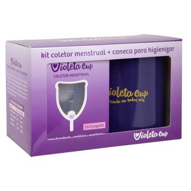Imagem de Violeta Cup Kit Coletor Menstrual Violeta Tipo A Transparente + Caneca Higienizadora Incolor Tipo A Mulheres A Partir De 30 Anos Ou Com Filhos E/Ou Com Colo Do Útero De Altura Média E Alta