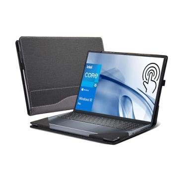 Imagem de Capa de laptop para laptop Dell Inspiron 7430 14 Plus 7420 7425 e Inspiron 14 Pro 5420 5430 5425 capa completa com proteção contra quedas capa de bolso interno de couro PU de 14 polegadas (cinza