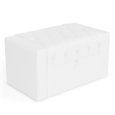 Imagem de Calçadeira Báu Solteiro Atena 90cm Capitonê Sintético Branco - Desk Design