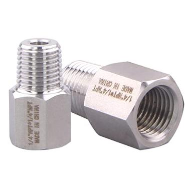 Imagem de DERPIPE Encaixe adaptador redutor forjado - conector de tubo redutor de aço inoxidável 304, NPT fêmea de 1/4" x NPT macho de 1/4" (pacote com 2)