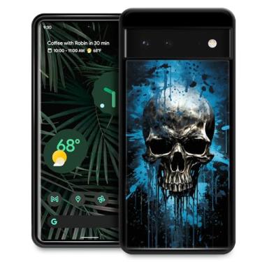 Imagem de CARLOCA Capa compatível com Google Pixel 7, estampa de fumaça azul crânio para Google Pixel 7, capas ultra proteção à prova de choque de silicone macio TPU antiderrapante traseira para Google Pixel 7
