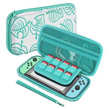 Imagem de Capa de viagem TNP para Nintendo Switch New Horizon Animal Leaf Crossing Portátil Carry Hard Shell EVA Material Bolsa Viajante Deluxe Capa para console de interruptor, Joy Conon Controller, Suportes para cartões de jogo