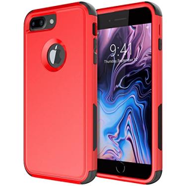 Imagem de Diverbox Capa para iPhone 8 Plus, capa para iPhone 7 Plus [à prova de choque] [à prova de quedas] [à prova de poeira], capa de telefone de proteção resistente para Apple iPhone 8 Plus e 7 Plus (vermelha)