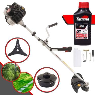 Imagem de Roçadeira Lateral Kawashima KW52LE À Gasolina 52cc 2,5HP de Potência Motor 2T Com Faca 3 Pontas e Carretel + Óleo Toyama 2T