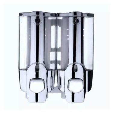 Imagem de Dispenser Duplo Sabone Liquido Shampoo Alcool Gel Parede - Leva pro pe