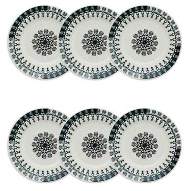 Imagem de Prato Fundo de Cerâmica Estampa Donna Folk 22cm 6 Unidades - Biona 061